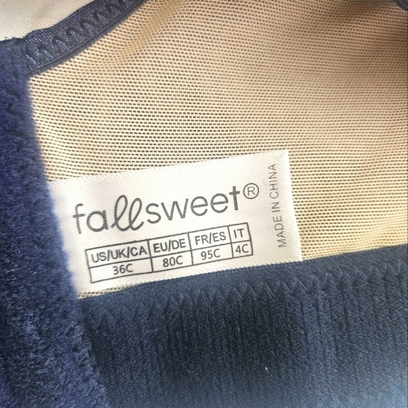 Fall Sweet Lace Padded Underwire Navy Blue Push Up Bra, Size 36C - Picture 6 of 8